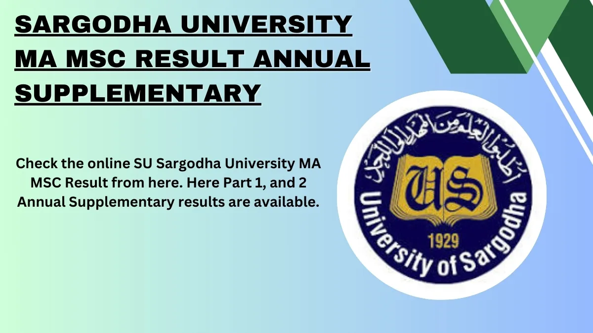 Sargodha University Ma Msc Result Annual Supplementary